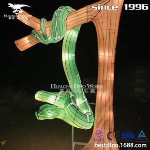 引流神器自贡彩灯工厂 彩灯动物世界吊挂树桩蟒蛇兔年新品