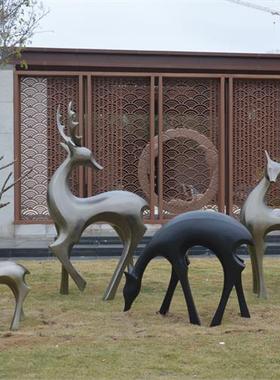 花园景观小品梅花鹿抽象玻璃钢鹿户外园林麋鹿雕塑商场美陈装饰品