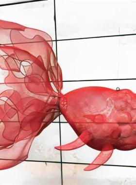 不锈钢金属网立体金鱼空中悬挂软装吊饰防撞雕塑酒店大堂会所展厅