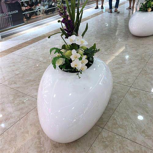 玻璃钢水滴花盆座椅组合商场公共休息区椭圆形休闲椅户外等候坐凳