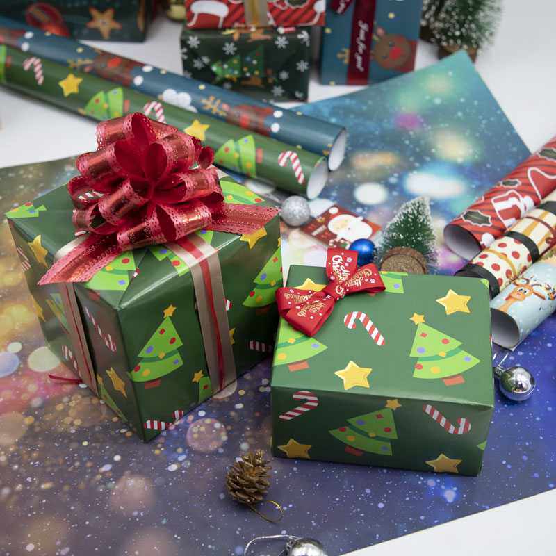 礼品节丝带蝴蝶结生日卡通手工装饰礼盒彩色精美包装纸