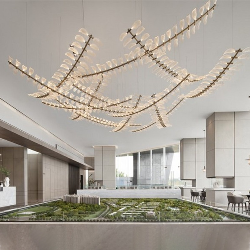 售楼部沙盘吊灯创意工业风龙骨酒店大堂吊灯定制工程灯具酒吧氛围