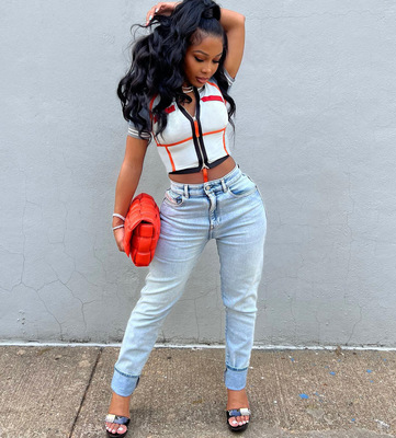 短袖拉链露脐短款小外套女Short Sleeve Zip Cropped Navel Coat