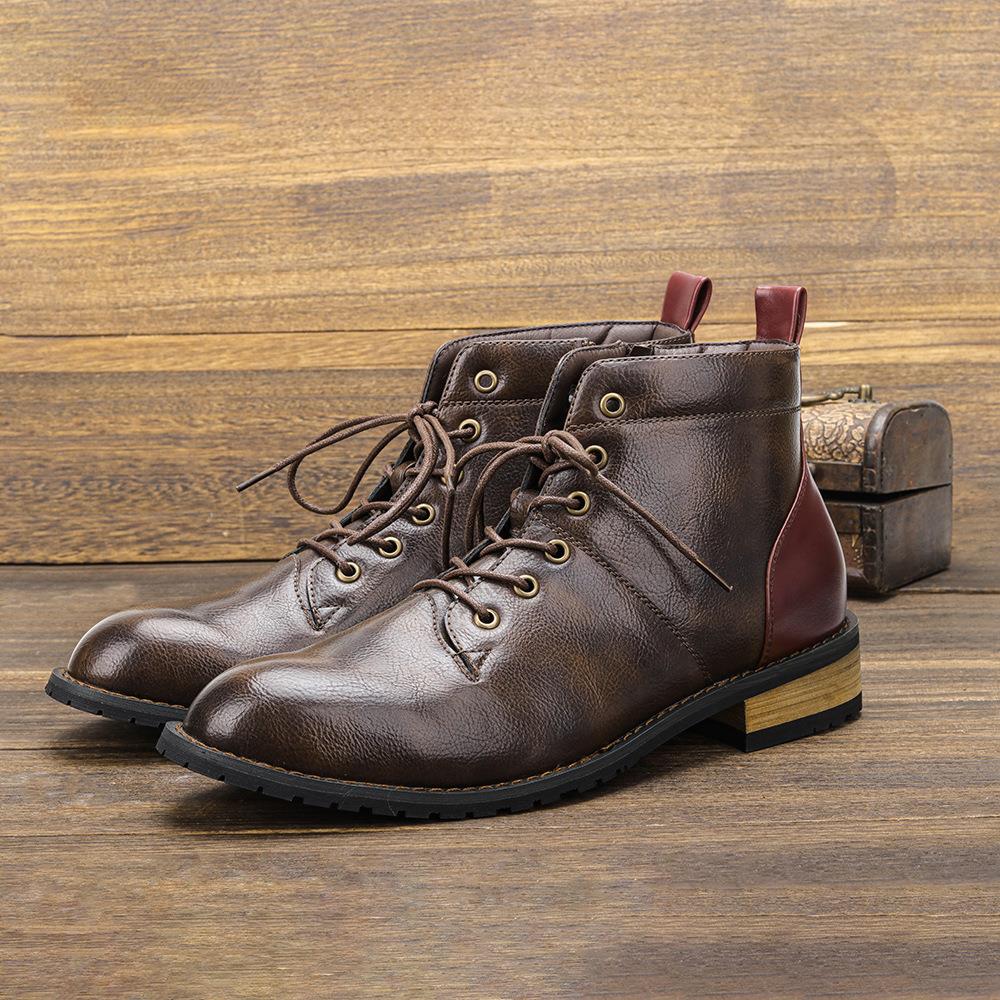 Men's single boots wood root short boots男士单靴木根增高短靴