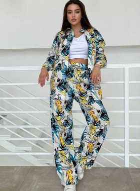 long sleeves loose shirt + baggy pants women Two-piece set