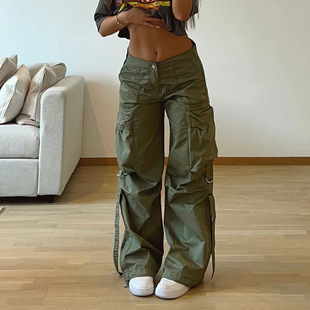 Women Cargo Pant Trousers Streetwear Baggy Pocket High Waist