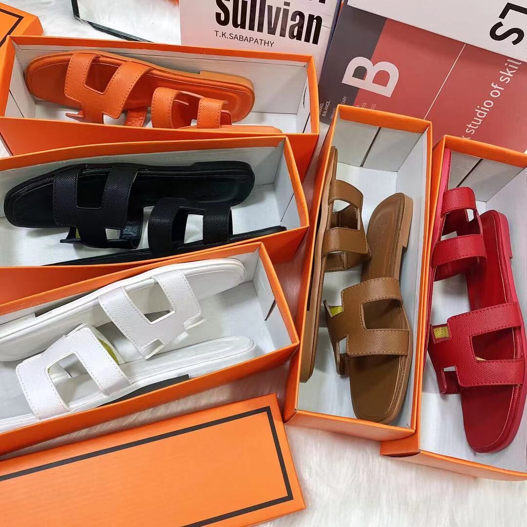 2022欧美新款超纤经典平底凉鞋女拖鞋FlatSandals Slippers Women