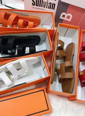 2022欧美新款超纤经典平底凉鞋女拖鞋FlatSandals Slippers Women