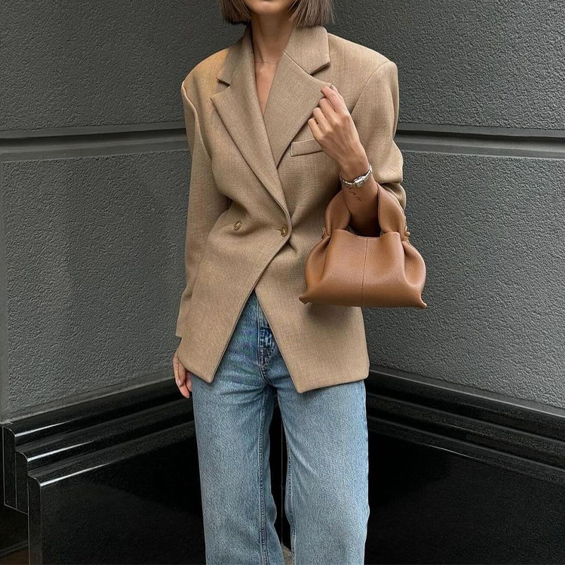 秋冬新款女装时尚气质纯色高级感薄款职业西装外套women coat