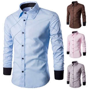 男衬衫men long sleeve cotton causal shirt mens dress shirts
