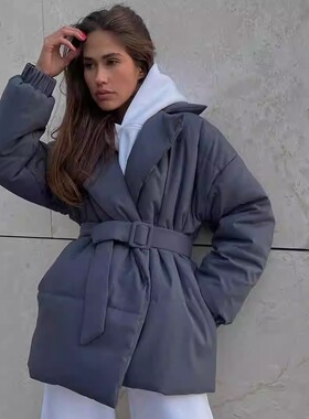 2024 Collar and Waist Cotton Jacket for Women棉服外套女棉衣