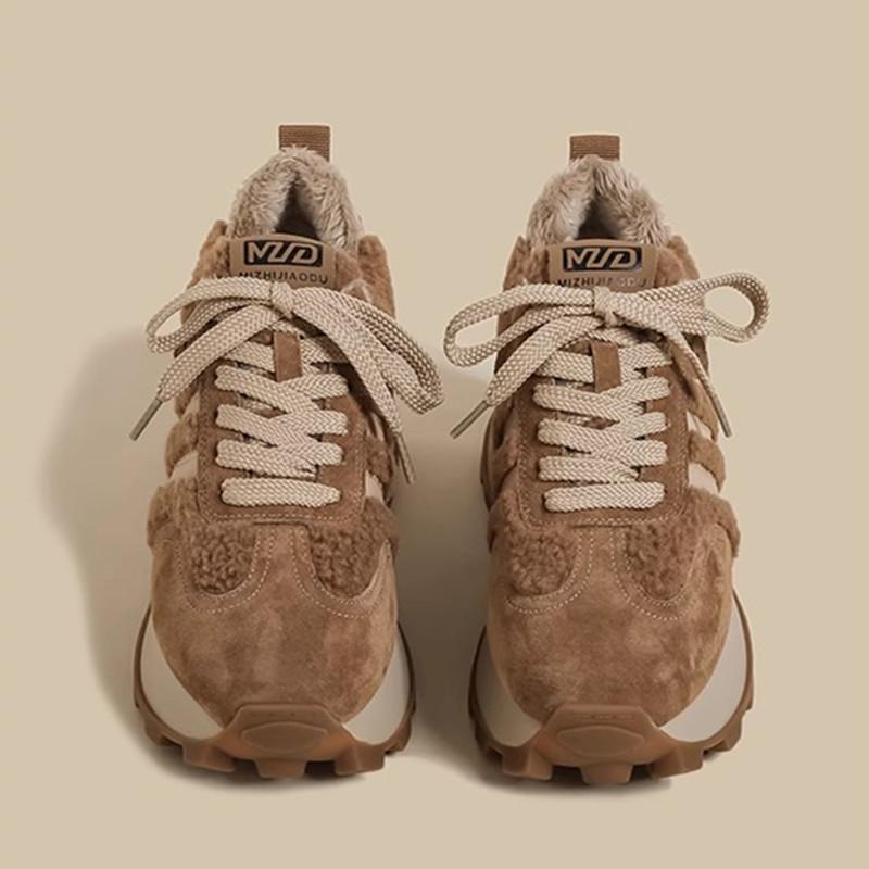 真皮羊羔绒阿甘鞋女冬新款