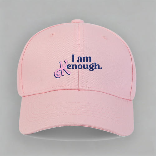 I am Kenough 芭比肯ken图案高司令电影棉粉鸭舌棒球帽子水洗软顶