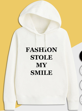 定调 fashion stole my smile 维多利亚个性英文字母帽衫卫衣