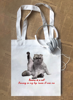 Karma is a cat霉霉Olivia猫咪taylor swift周边帆布包