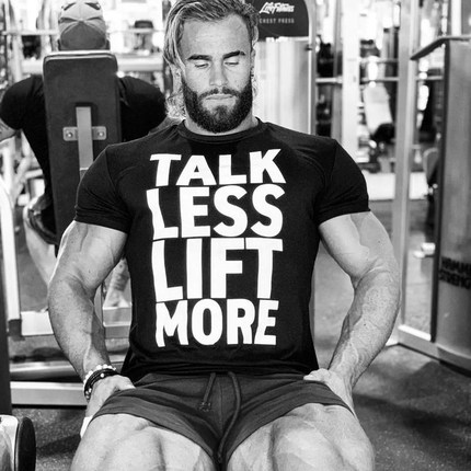 talk less lift more小阿诺施瓦辛格Calum Von Moger莫格健身t恤