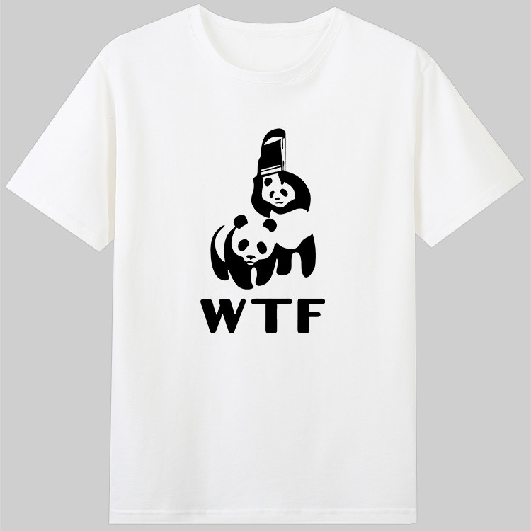WTF恶搞logo熊猫panda搞怪有趣味纯棉短袖T恤文艺青年纯棉衣服diy