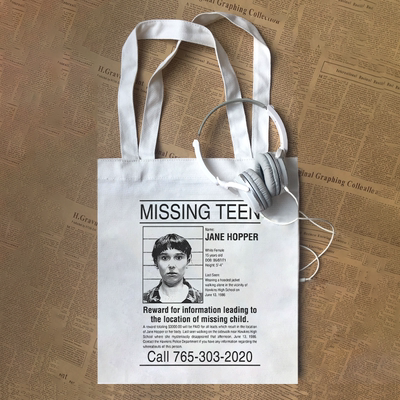 missing 11 Stranger Things 失踪寻人启事海报怪奇物语帆布包潮