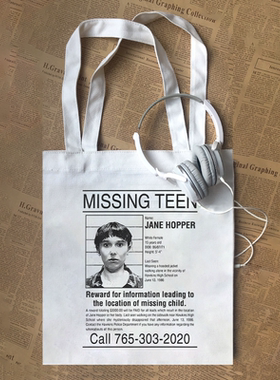 missing 11 Stranger Things 失踪寻人启事海报怪奇物语帆布包潮