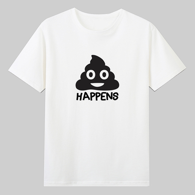 shit happens狗屎运趣味可爱图形纯棉短袖T恤男女童学生宽松衣服