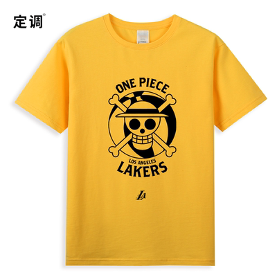 one piece湖人海贼王主题之夜T恤湖人LAKES短袖詹姆斯东契奇路飞