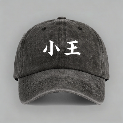 小王百家姓氏名字纯棉棒球帽子水洗做旧软顶定制鸭舌遮阳工作运动