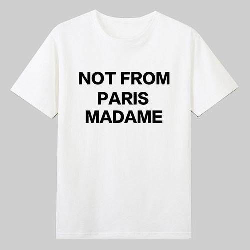 cos崔然竣not from paris madame宝蓝色短袖T恤痛衣字母纯棉韩潮