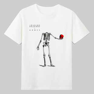 bones骨头梦龙乐队Imagine Dragons音乐演唱会粉丝短袖衣服t恤