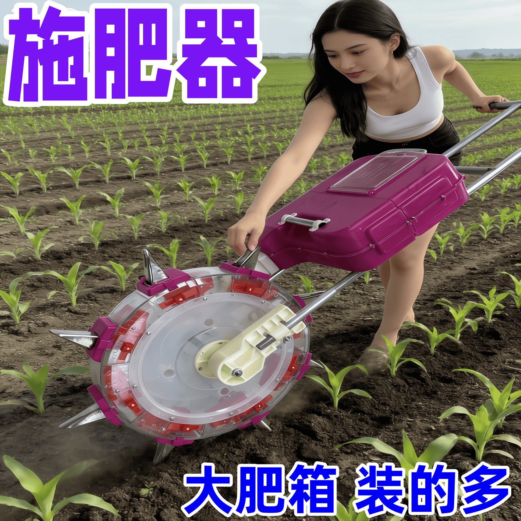 新款手推式施肥机大蒜玉米施肥机