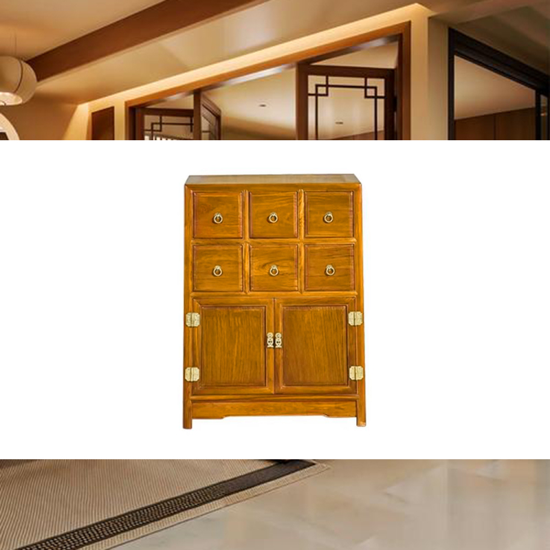 进口实木家用简约收纳柜小储物柜抽屉多层首饰小柜子复古置物柜