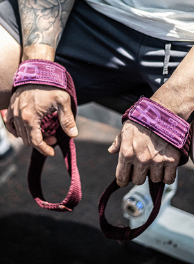 PR轮子哥 健身8字助力带训练硬拉力量举八字握拉防滑加厚紫色爆款