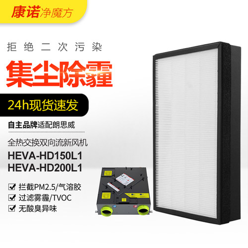 适配朗思威鲜氧新风系统新风机滤网HEVA-HD150L1/HD200L1过滤芯