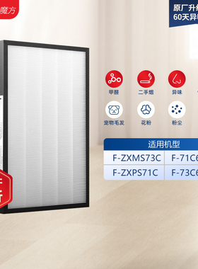 适配松下空气净化器过滤网F-71C6VX2/F-73C6VJD过滤芯ZXMS73C套装