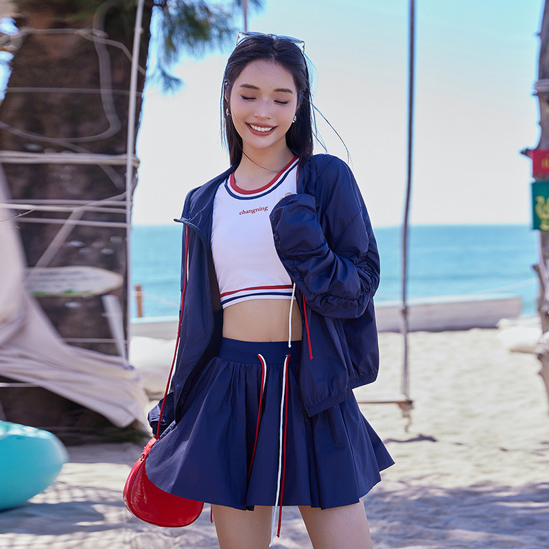 海边温泉三件套泳衣女显瘦遮肉