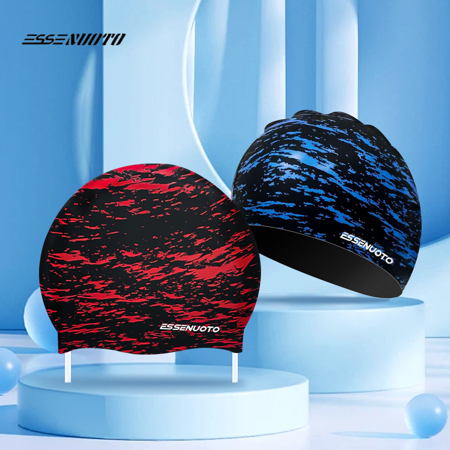 成人硅胶印花泳帽女款