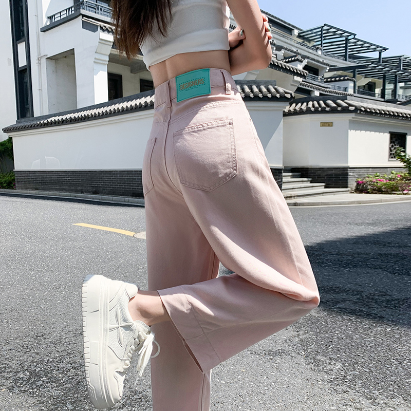 莱赛尔天丝牛仔裤女夏季薄款直筒宽松高腰小个子九分冰丝阔腿裤女