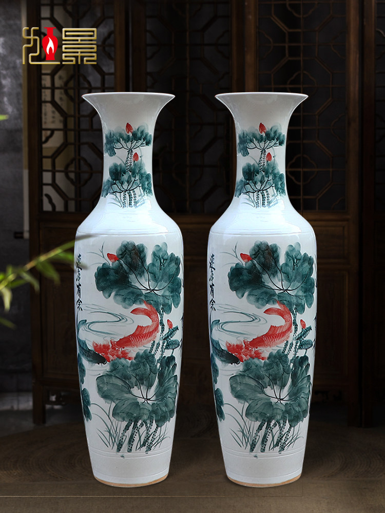 景德镇落地式大花瓶中国风青花瓷装饰品客厅新房装饰插花瓷瓶
