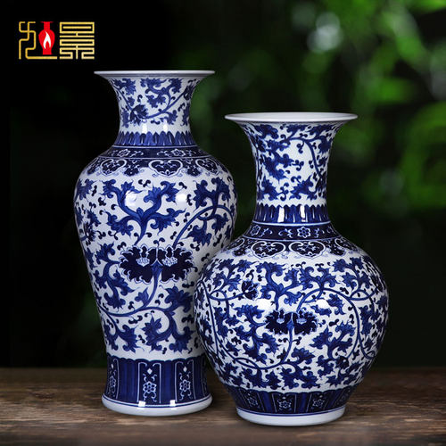 景德镇新中式风缠枝青花瓷花瓶