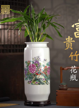景德镇陶瓷花瓶富贵竹水养绿植水培瓷瓶客厅落地插花大号中式摆件