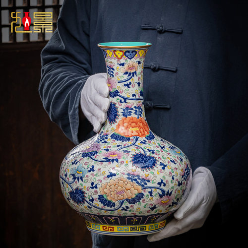 仿古陶瓷花瓶摆件瓷器轻奢高档