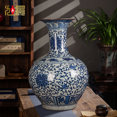 景德镇陶瓷器青花瓷花瓶新中式仿古瓷瓶客厅摆件装饰复古落地大号 - 封面