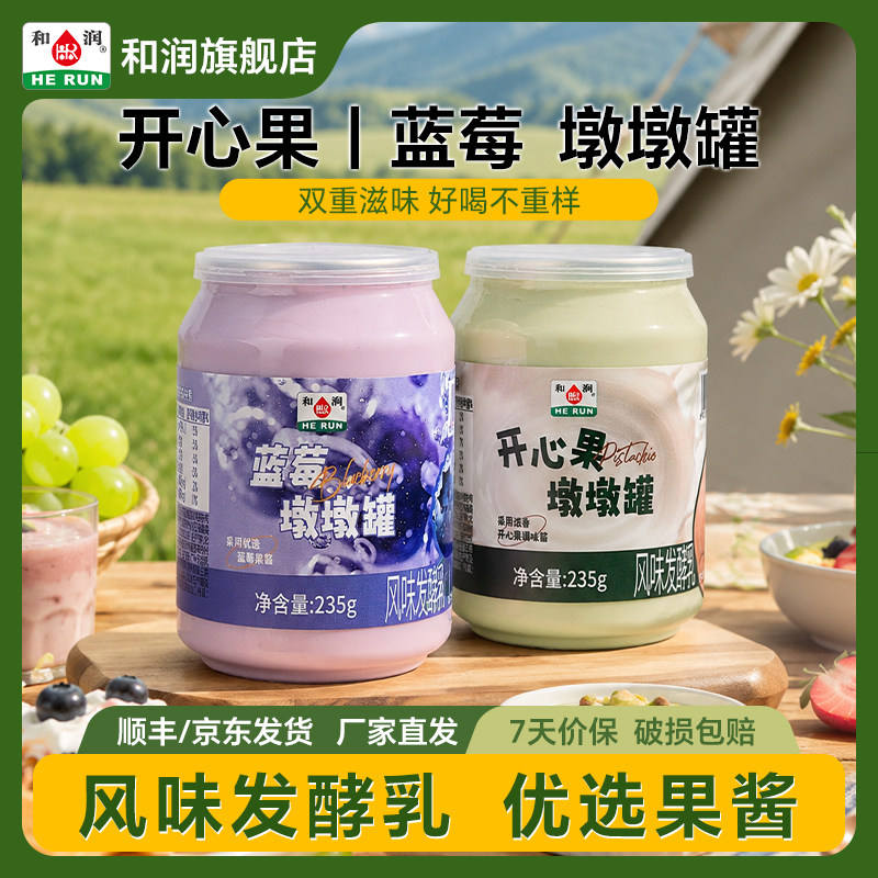 和润墩墩罐酸奶罐蓝莓开心果风味发酵乳低温零食每日儿童早餐235g