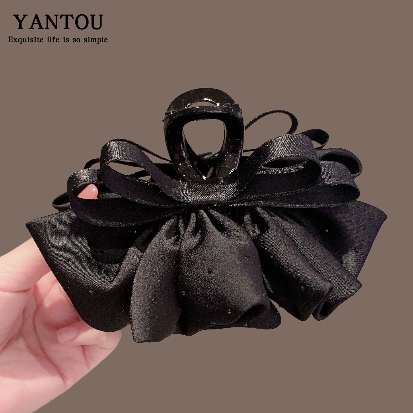 百搭洋气水钻蝴蝶结盘发马尾抓