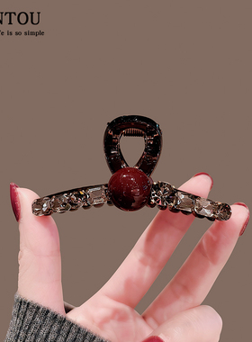 高级感镶钻中号抓夹女网红百搭后脑勺盘发夹轻奢时尚半扎发抓头饰