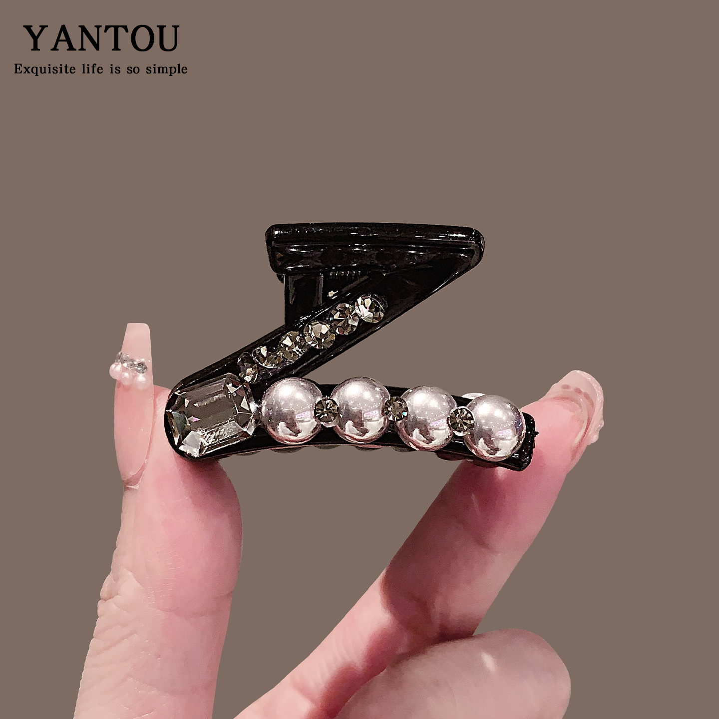 新款卡轻奢风后脑勺半扎发夹头饰