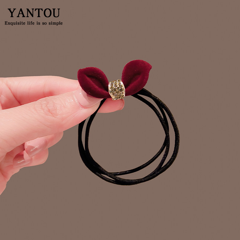 气质韩系新款蝴蝶结水钻发绳时尚百搭扎发高弹橡皮筋发圈耐用头绳,饰品/流行首饰/时尚饰品新,发饰,淘宝优惠券,粉丝福利购,淘宝优惠卷