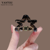 轻奢水钻五角星发夹女抓夹高级感后脑勺中号盘发鲨鱼夹发量少夹子