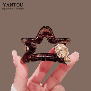 抓夹女五角星盘发鲨鱼夹后脑勺发卡头饰网红半扎刘海扎头发小夹子