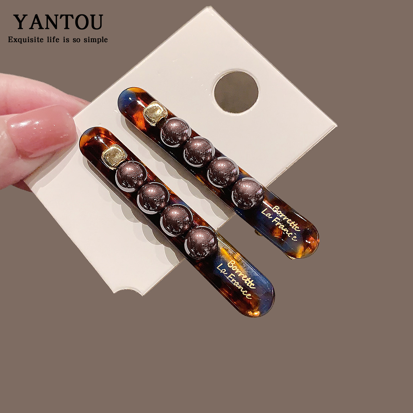 前额碎发刘海夹一字发卡高端头饰