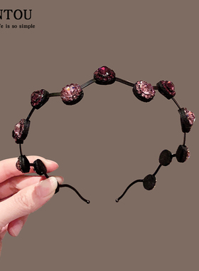 韩国发卡进口水钻防滑发箍细边钢丝气质水晶成人头箍简约发夹头饰